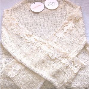 See By Chloe Cream Lace Sweater XS NWT